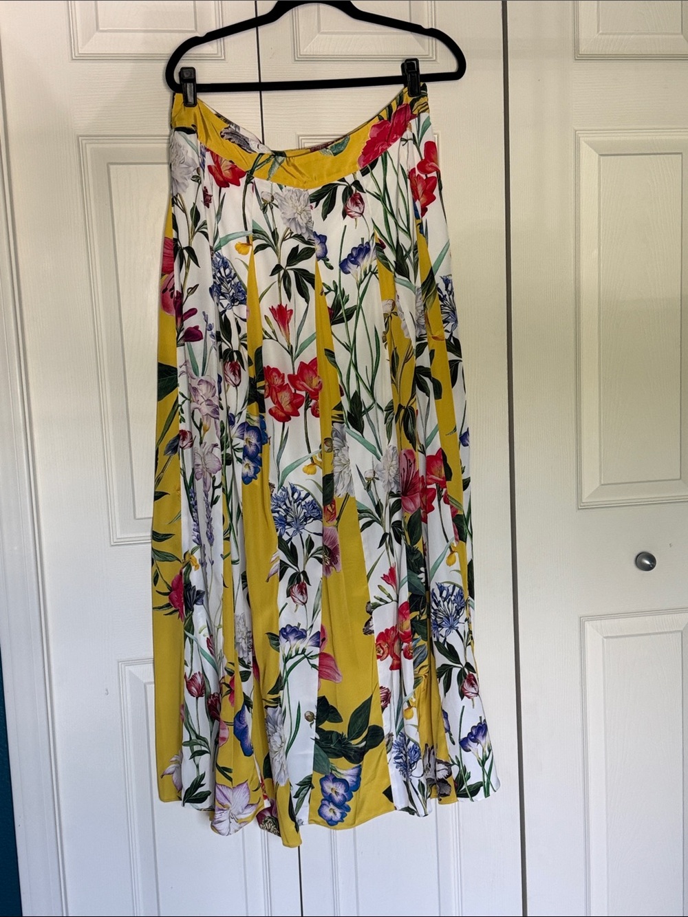 Anthropologie Yellow and White Floral Maxi Skirt